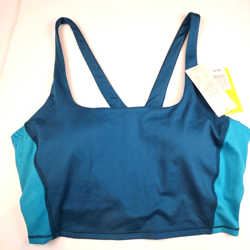 New All in Motion Athletic Sports Bra Light Support Longline Blue‎ Top Size L